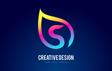 Colorful S Leaf Logo Letter Design with Vibrant Leaf Outline