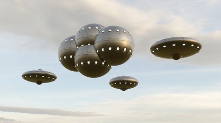 photorealistic 3d visualization of ufo, 3d render © vadim_fl