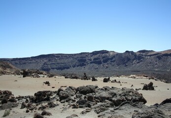 View on the caldera in Teide national parc on Tenerife - Blick auf die Caldera im Teide National...