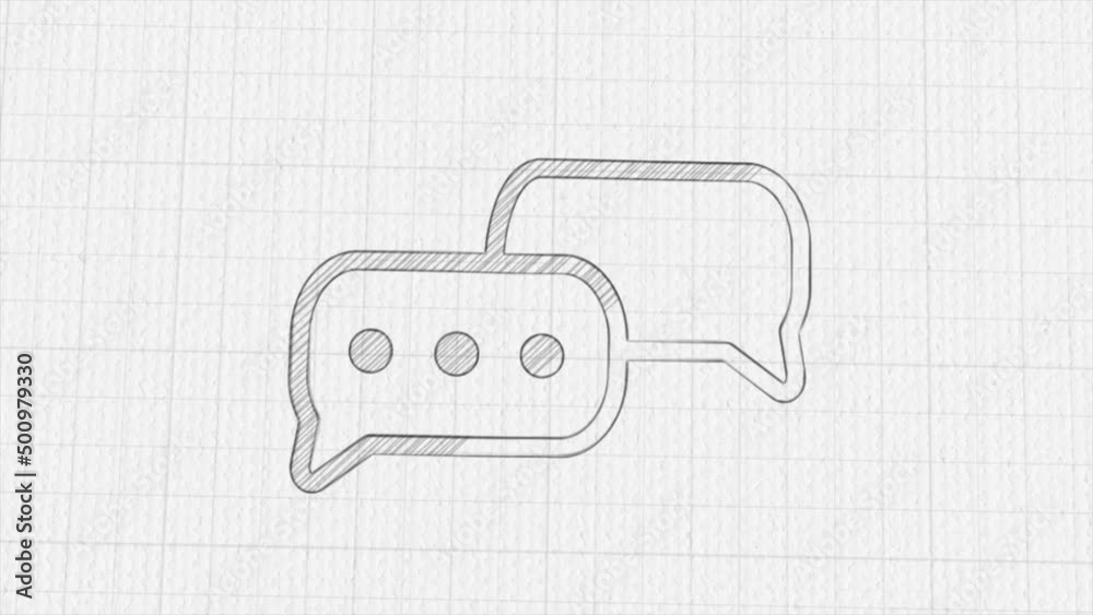 Poster speech bubble chat icon with color drawing effect. doodle animation. 4k