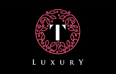 Purple T Letter Logo Luxury.Beauty Cosmetics Logo