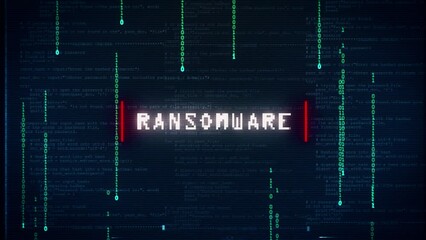 Ransomware Attack glitch text. Anaglyph 3D effect. Technological retro background. Hacker application, Ransomeware, virus concept. Computer program, cyber security, TV channel screen - Powered by Adobe