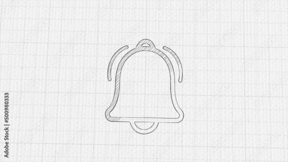 Poster bell icon with color drawing effect. doodle animation. 4k