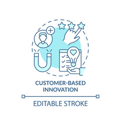 Customer-based innovation turquoise concept icon. Future innovation management aspect abstract idea thin line illustration. Isolated outline drawing. Editable stroke. Arial, Myriad Pro-Bold fonts used