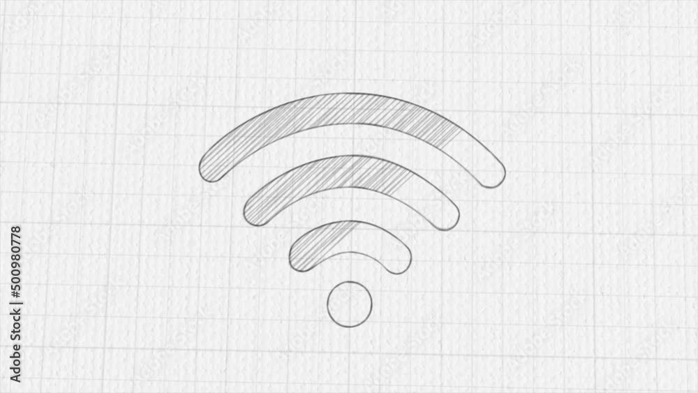 Poster wi-fi icon with color drawing effect. doodle animation. 4k