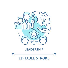 Leadership turquoise concept icon. Innovation management abstract idea thin line illustration. Inspire productivity. Isolated outline drawing. Editable stroke. Arial, Myriad Pro-Bold fonts used