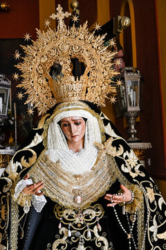 Our Lady the Virgin of Solitude, on the throne for the procession