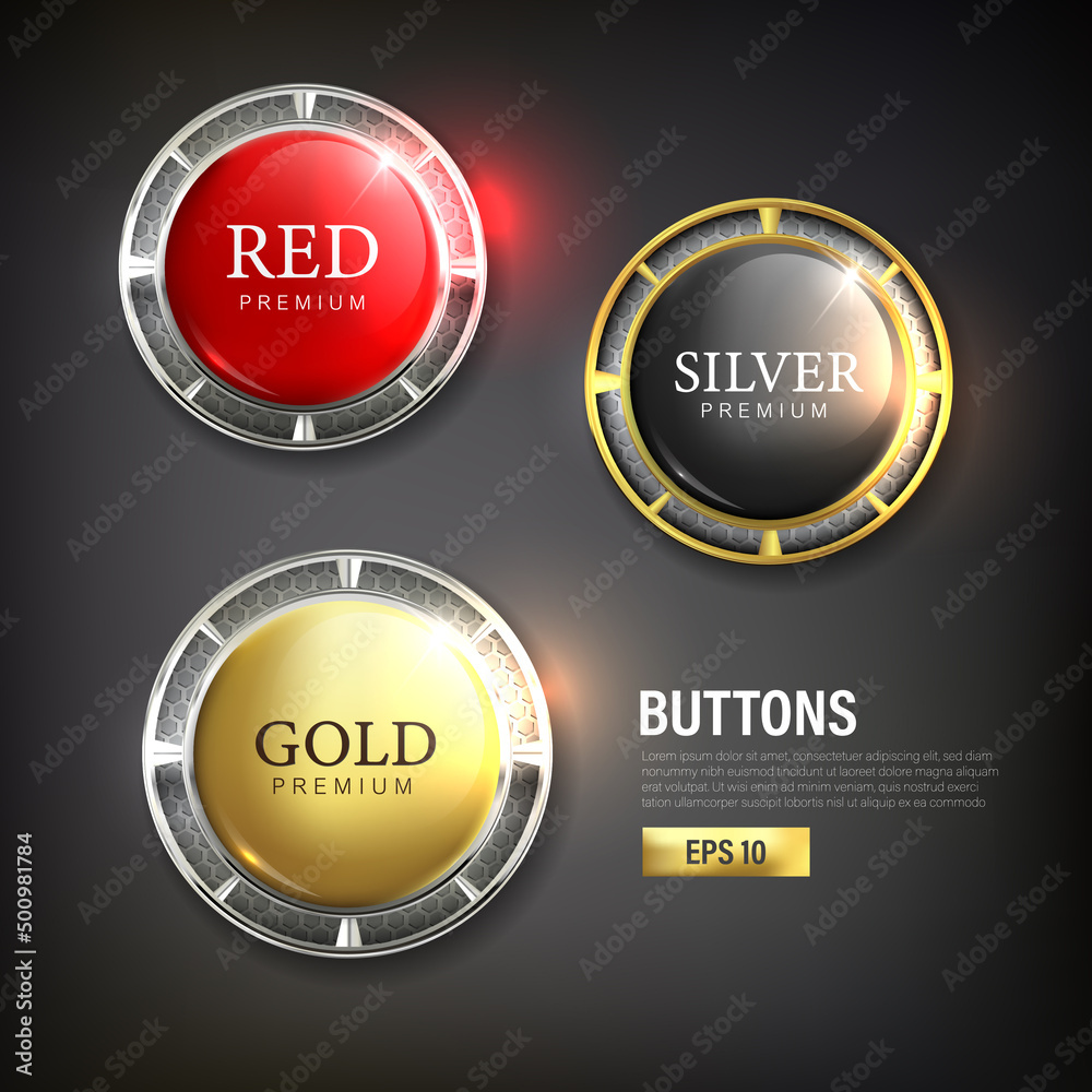 Canvas Prints buttons set web steel on background color black 24