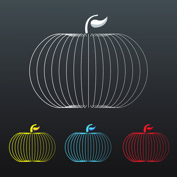 blended pumpking line art in 4 colours with one leaf on it.