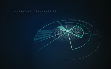 Vector image, background in dark blue colors with a graph on a futoristic theme