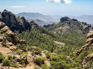 View from the trail to Roque Nublo in Grand Canary island, Spain.