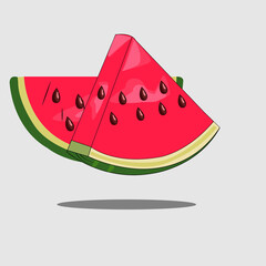 A delicious red watermelon Sweet fruit that is commonly eaten during summer for freshness.