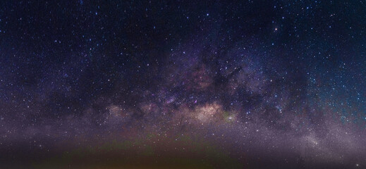 Landscape with Milky way galaxy. Night sky with stars