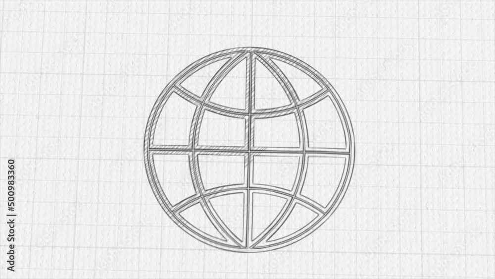 Poster globe icon with color drawing effect. doodle animation. 4k