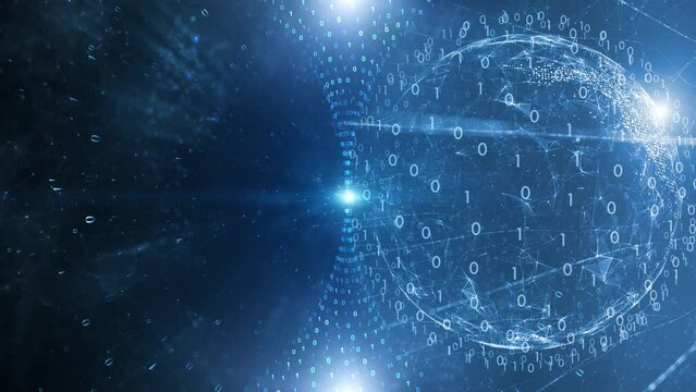 DIgital technology 3d earth globe binary numbers network.