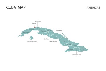 Cuba map vector illustration on white background. Map have all province and mark the capital city of Cuba.