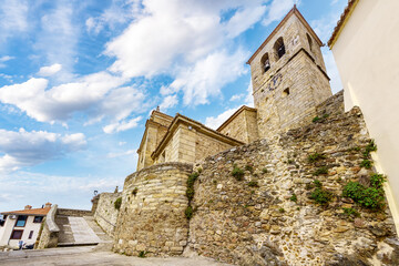 Church located on top of a hill in the medieval village of Hervas, Caceres.