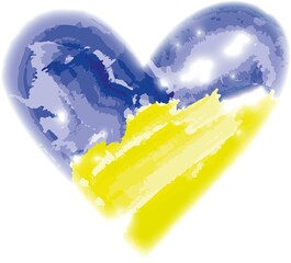 Peace for Ukraine, heart-shaped image with yellow-blue color