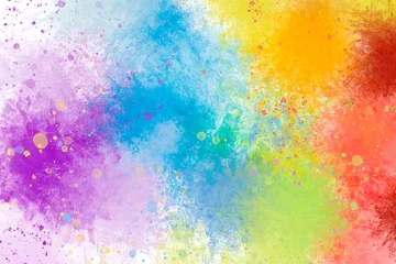 Fototapeten Abstract watercolor hand drawn colorful bright stain for party card, wallpaper, background © Esin Deniz