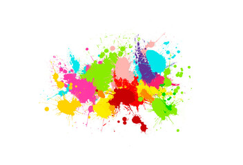 Splashing colorful watercolor colors on paper to create a background texture