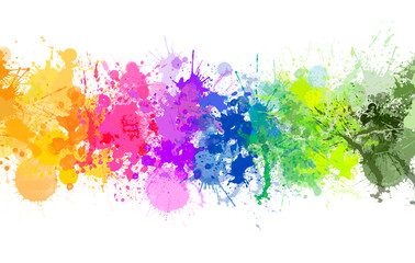 Splashing colorful watercolor colors on paper to create a background texture