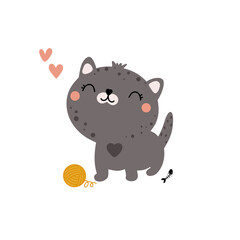 Small cat kids illustration