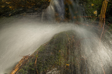 Cerveny creek with Cerveny waterfall in Jizerske mountains in spring morning