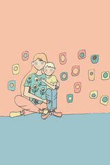 mamá abraza a su hijo
