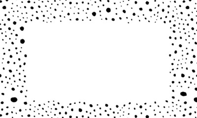 Black and white frame with modern ornament of stylized leopard skin. Squared pattern for poster. Decorative abstract border with animal ornament. Trendy leather skin. Copy space. Vector illustration