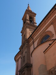 Fototapeta na wymiar Comacchio, Italy. The bell tower of the seventeenth-century Del Rosario church.