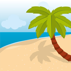 Poster palms beach landscape vector illustration