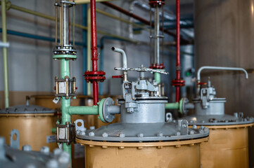 Sand and coal filtration columns at alcohol production plant