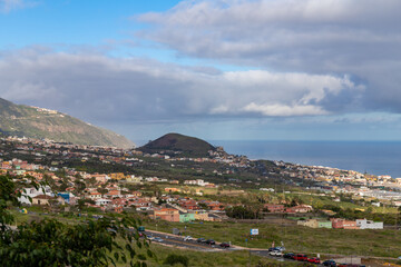 Fototapeta na wymiar View of the coast from a viewpoint in La Orotava, Tenerife, Spain