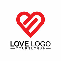 Love logo design vector,geometric hearth logo vector, linear love vector logo concept,Heart shape logo design-Vector