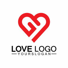 Love logo design vector,geometric hearth logo vector, linear love vector logo concept,Heart shape logo design-Vector
