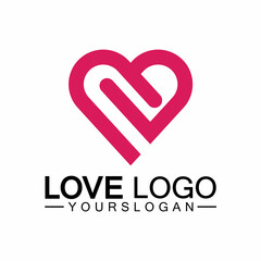 Love logo design vector,geometric hearth logo vector, linear love vector logo concept,Heart shape logo design-Vector