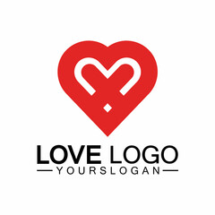 Love logo design vector,geometric hearth logo vector, linear love vector logo concept,Heart shape logo design-Vector
