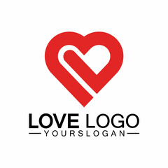 Love logo design vector,geometric hearth logo vector, linear love vector logo concept,Heart shape logo design-Vector