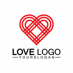 Love logo design vector,geometric hearth logo vector, linear love vector logo concept,Heart shape logo design-Vector
