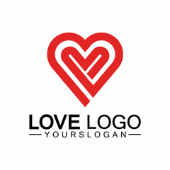 Love logo design vector,geometric hearth logo vector, linear love vector logo concept,Heart shape logo design-Vector
