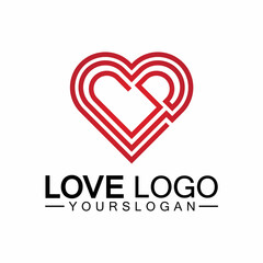 Love logo design vector,geometric hearth logo vector, linear love vector logo concept,Heart shape logo design-Vector