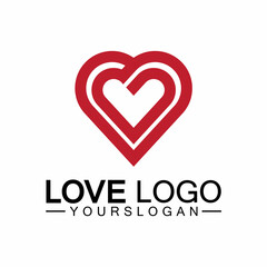 Love logo design vector,geometric hearth logo vector, linear love vector logo concept,Heart shape logo design-Vector