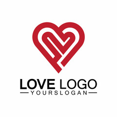 Love logo design vector,geometric hearth logo vector, linear love vector logo concept,Heart shape logo design-Vector