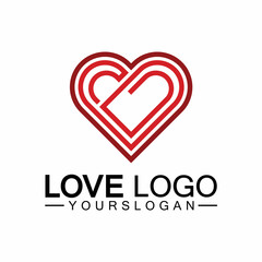 Love logo design vector,geometric hearth logo vector, linear love vector logo concept,Heart shape logo design-Vector