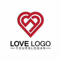 Love logo design vector,geometric hearth logo vector, linear love vector logo concept,Heart shape logo design-Vector