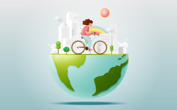  World bicycle day  and car free day vector illustration