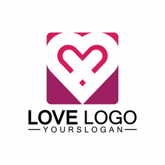 Love logo design,Heart shape logo design Vector