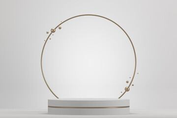 Roman podium  white for cosmetic product on background granite white. 3d rendering