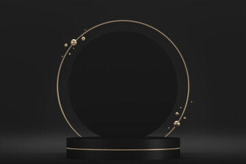 black stage podium decoration suitable for products.3D rendering