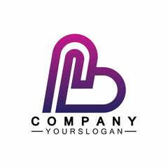 Initial letter B love heart logo design
